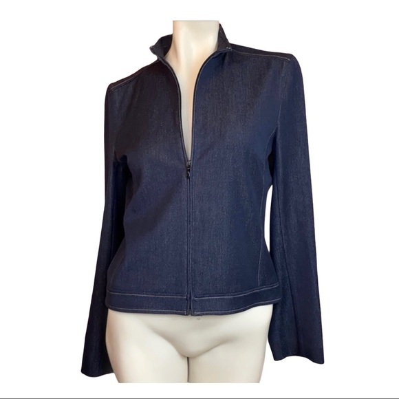 MARGARET M clean lined zippered denim top - Picture 4 of 9